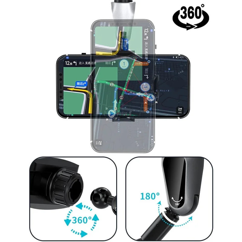 New Rearview Mirror Phone Holder 360 Rotation Multifunctional Cell Phone Clip Car Navigation GPS Bracket Rotatable S