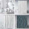 Creative Geometric Print Shower Curtains Red Black Gray Blue Simple Line Graphic Print Polyester Fabric Home Decor Bath Curtain 1