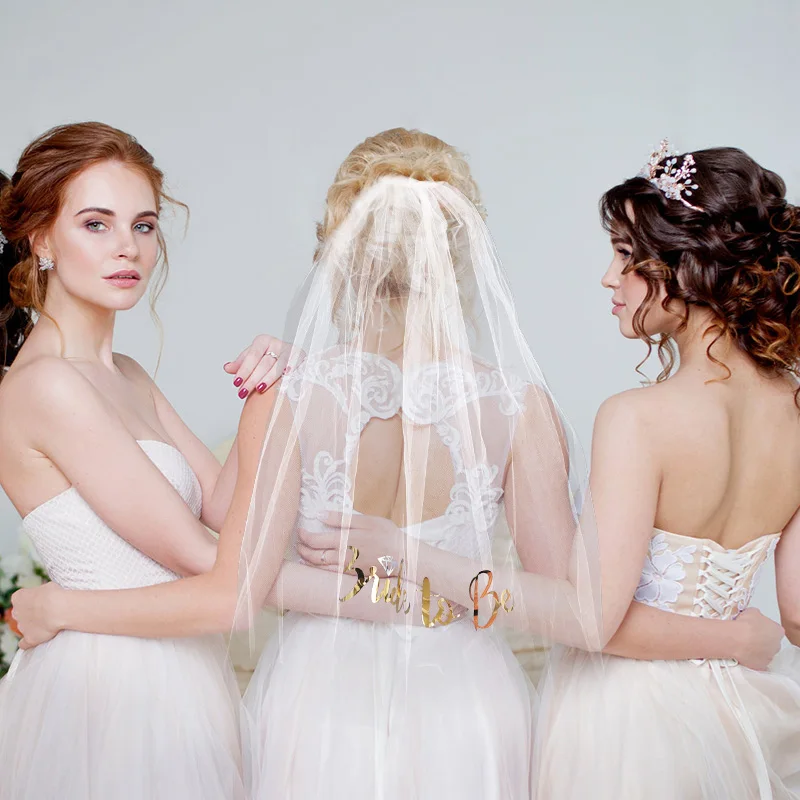 Bride To Be White Veil with Comb Bridal Shower Wedding Decoration Bachelorette Party Hen Night Supplies Bride Hair Accessories