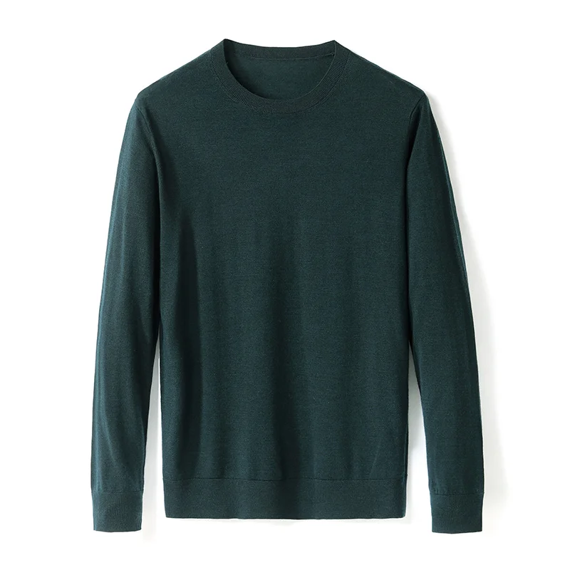 

Men's Sweater Luxury 100% Ultra-Fine Mernu Wool Autumn Crew Neck Casual Bottoming Minimalist Thin Pullover Sweater