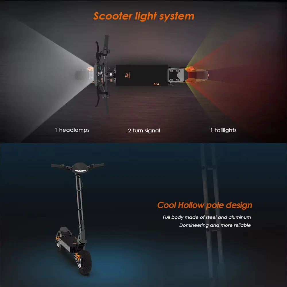 KuKirin G4 Scooter elettrico 60V 20Ah batteria 2000W motore Brushless doppio raffreddamento ruote Tubeless da 11 pollici versione fuoristrada - immagine 5