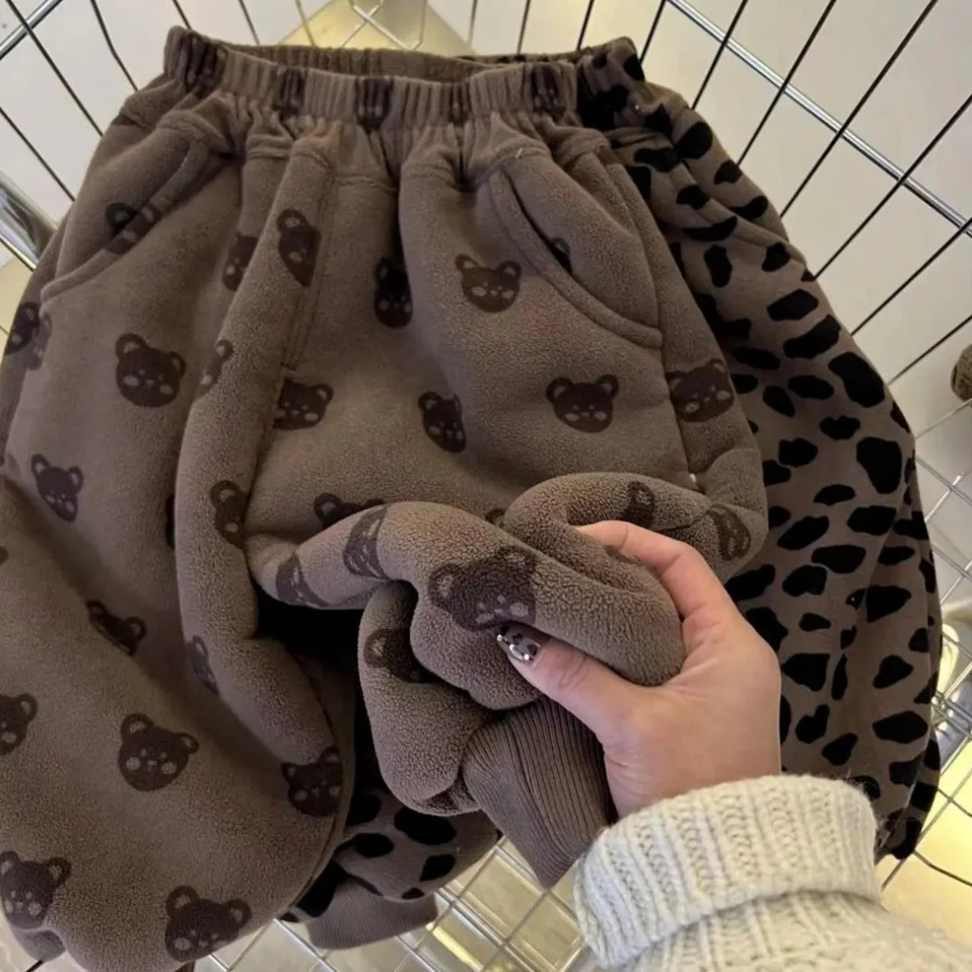 Winter Boys Pants Thicken Warm Trousers For Kids Fleece Toddler Sweatpants Boys Girls Joggers Baby Harem Pant Clothes