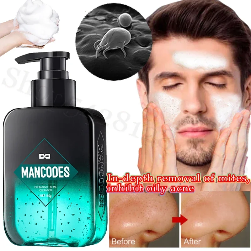 MAN CODES Improve Skin Itching Men Remove Mites Control Oil Acne Deep Cleansing Shrink Pores Moisturizing Facial Cleanser