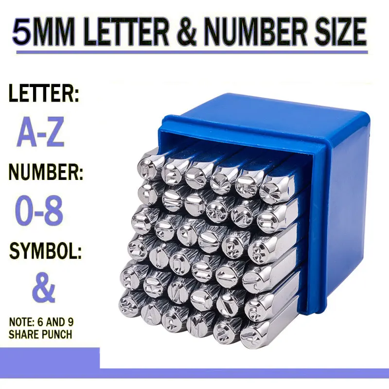36 Pièces Lettres et Chiffres à Frapper, 6mm Poinçon Lettre Metal, A-Z et  0-9 Lettre