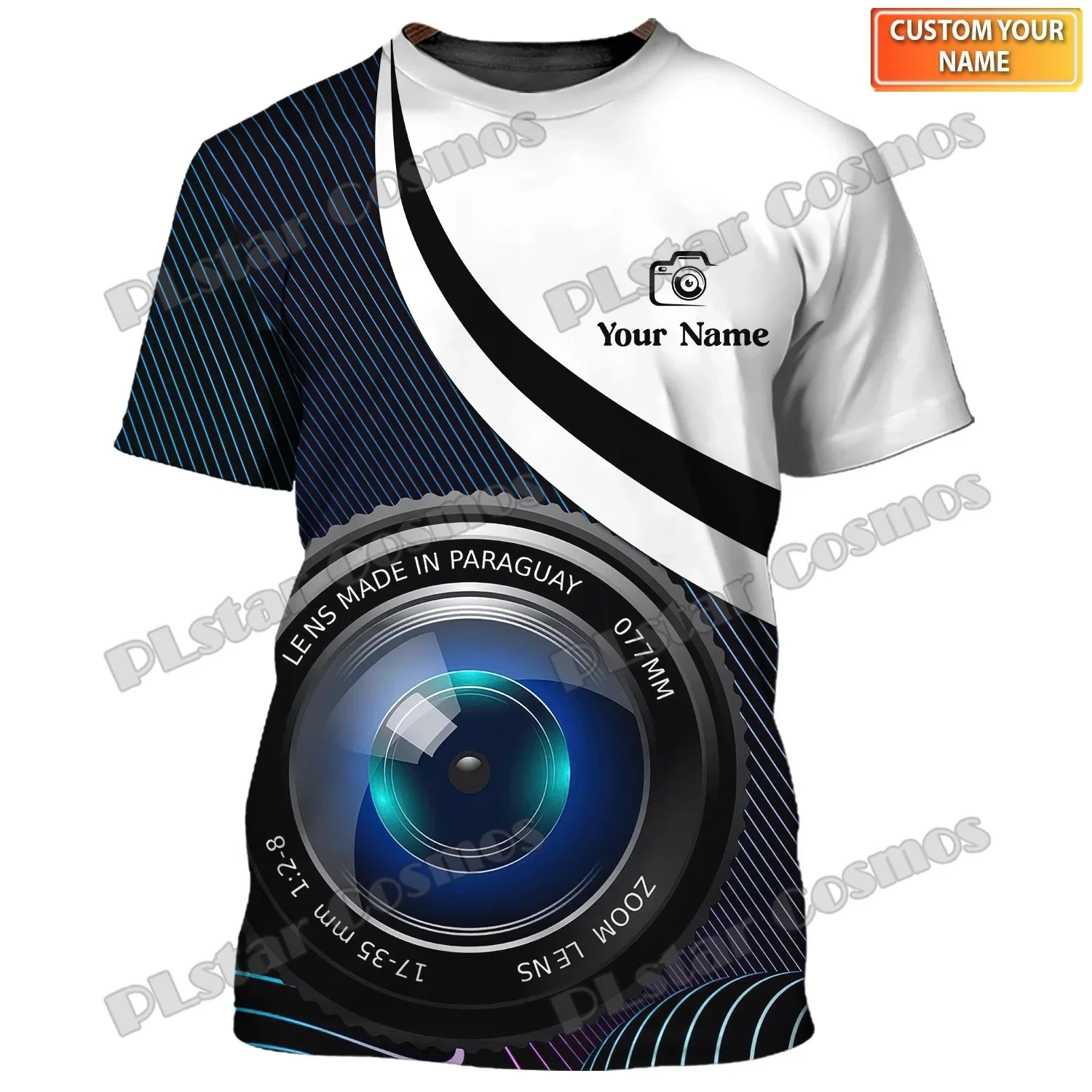

Custom Name Photography Lens Camera 3D All Over Printed Fashion Mens T-Shirts Summer Unisex Casual short sleeve Tee Tops DXU35
