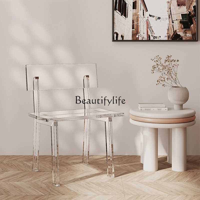 

Modern Minimalist Acrylic Transparent Stool Designer Leisure Chair Household Dining Table Armchair