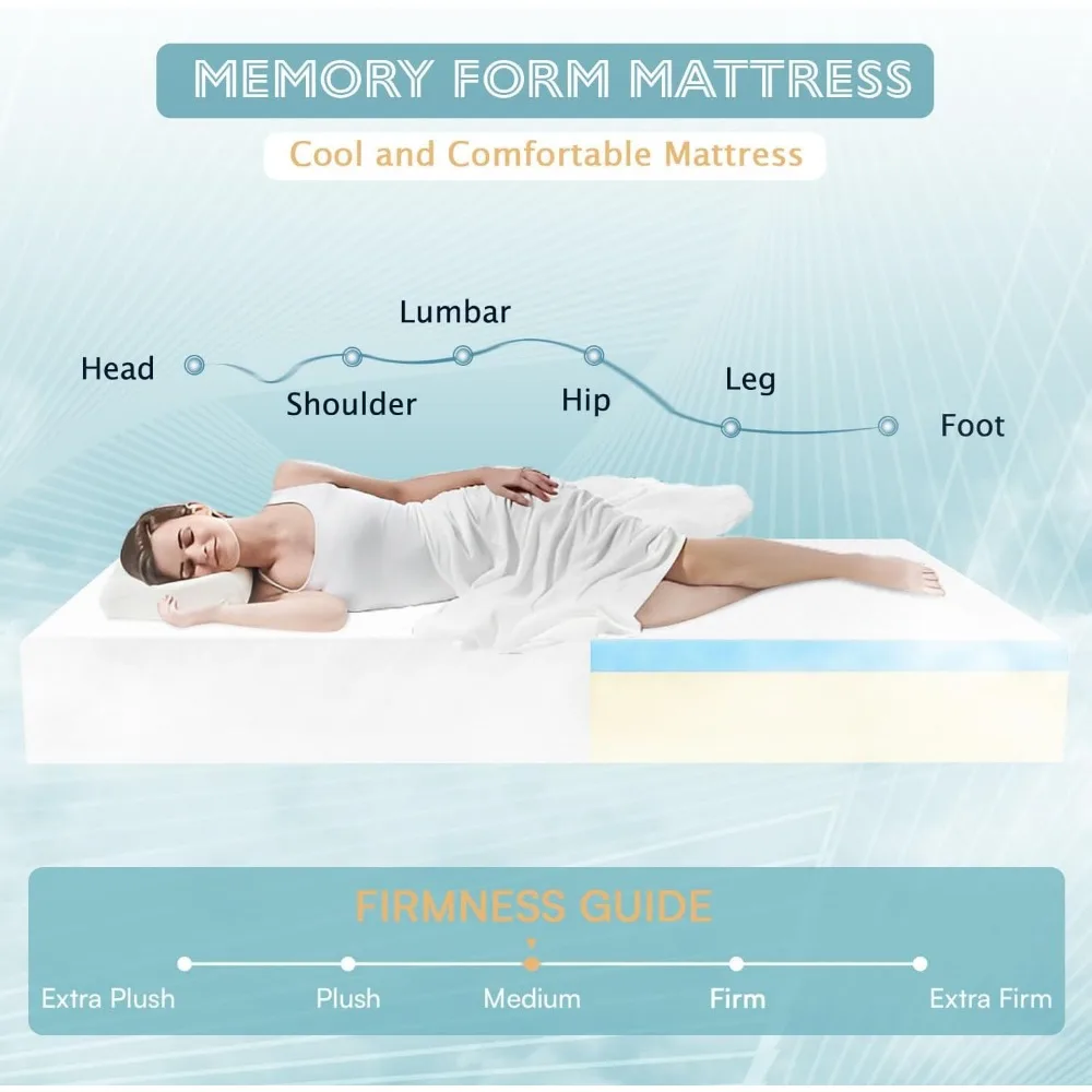6 Inch Mattress, Gel Memory Foam Full Mattress, Pressure Relieving, Cooling Gel Foam, Mattress in a Box, Certipurr-Us Certified 5