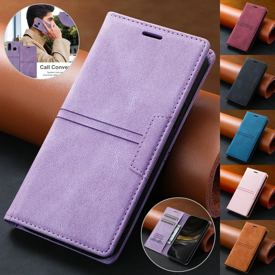 Luxury Leather Flip Wallet Case - Sophisticated Card Holder Design