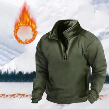 High Quality Men's Military Tactical Shirt Pullover US Winter Outdoor Ski Camping Warm Inclined Zipper Sweatshirts Jackets 3
