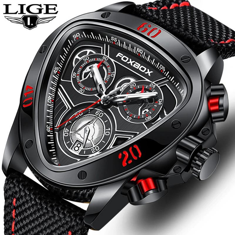 

2022 LIGE New Fashion Watches with Nylon Military Male Top Brand Luxury Sports Chronograph Quartz Watch Men Relogio Masculino