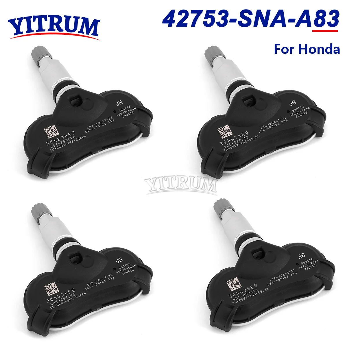 4-Pack TPMS Sensors For 2008-2014 Honda Civic, CR-Z, Fit, Odyssey, Insight - Replaces 42753-TR3-A81