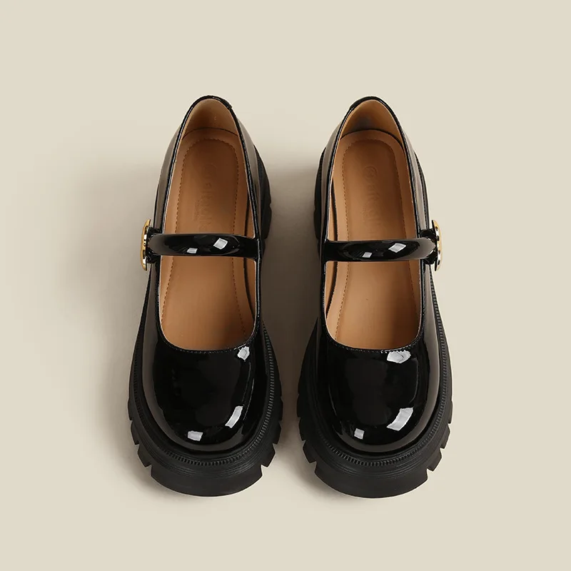 

Mary Jane Shoes Thick-soled Cowhide Lather Shoes Women Retro Lolita Shoes Japanese jk Uniform Original Girl College Style