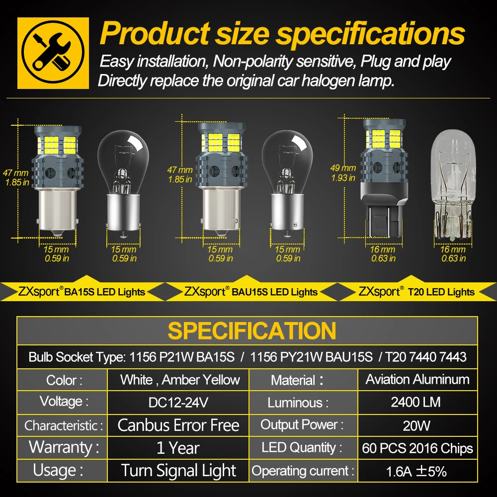   ĵ    õ,  ÷ 1156 , BA15S P21W BAU15S PY21W 7440 W21W P21/5W LED  DRL, 20W