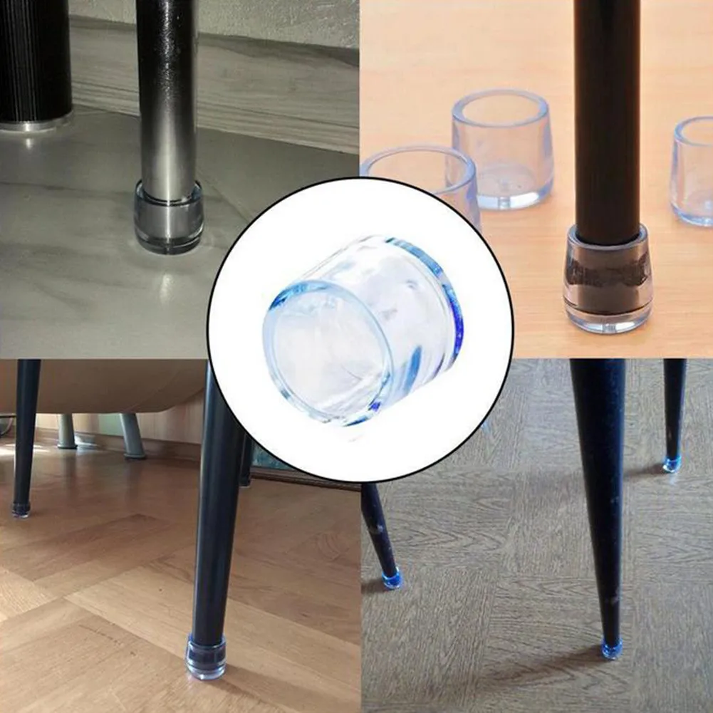 Furniture Leg Foot Protector Transparent Table And Chair Foot Cover PVC Wear-resistant Cap Noise Reduction Protect Floor