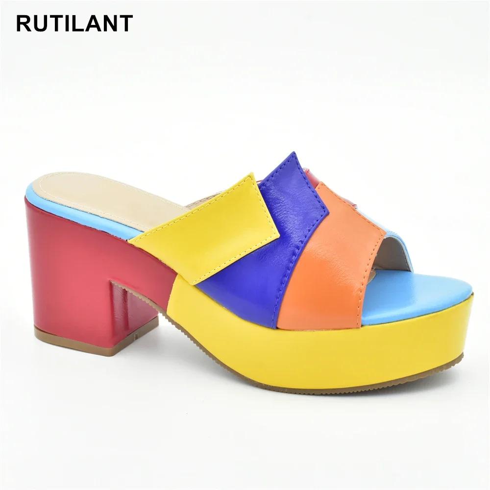 

Босоножки женские на платформе, шикарные сандалии в нигерийском стиле, на толстом массивном каблуке, каблук-танкетка, Италия