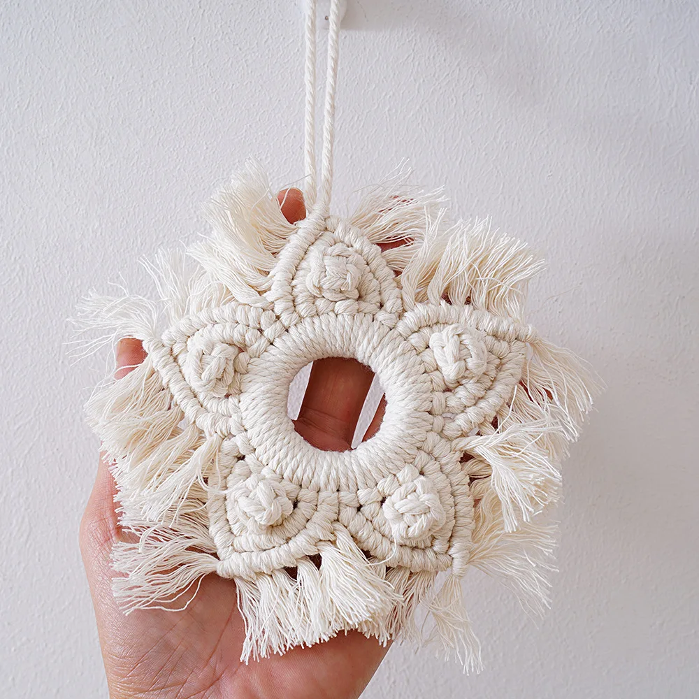 

2023 Autumn New Nordic Style Handwoven Pentagram Pendant Bohemia Pure Cotton Wall Hanging Christmas Gift Interior Decoration