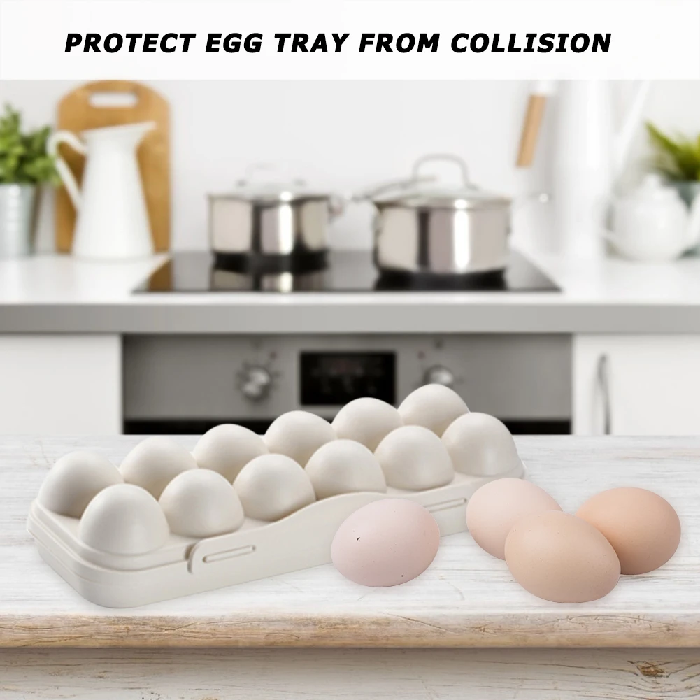 12 Grid Egg Storage Box Plastic Egg Container Shockproof Eggs Slot Tray Holder Box for Refrigerator Camping Picnic Hiking Travel 4