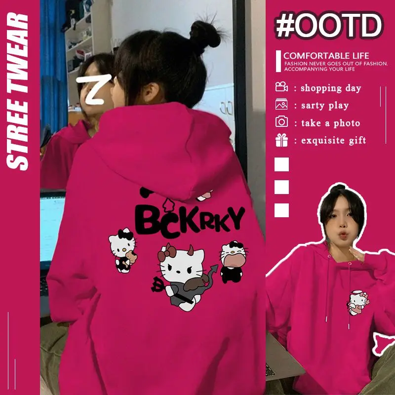 

Плюшевая Милая толстовка с капюшоном Hello Kitty Sanrio с милым мультяшным принтом, аниме плюшевые игрушки для девочек, детские игрушки, подарок на день рождения