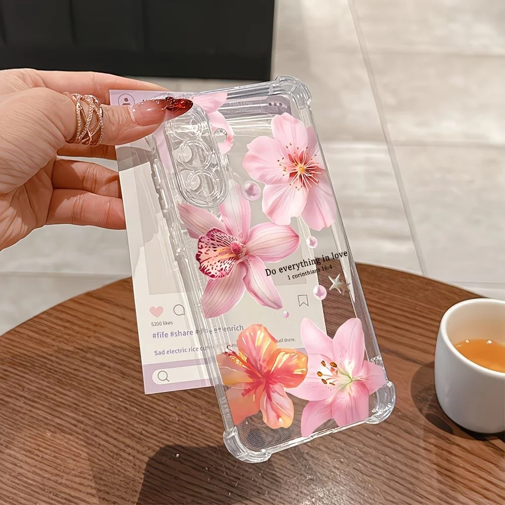 Floral Design Style Clear TPU Anti-Fall Phone Case