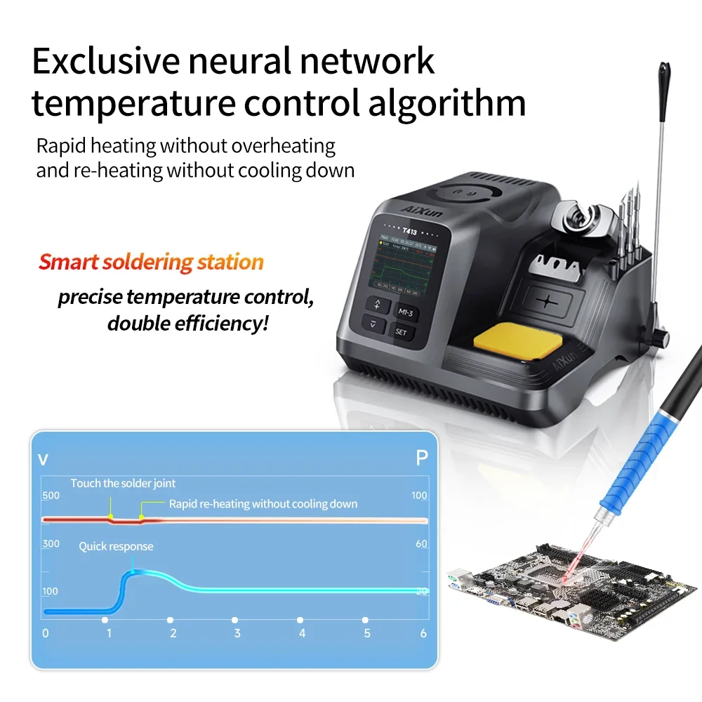AIXUN T413 200W Integrated Intelligent Precision Soldering Station Compatible T210/T245/T225 Handle for Welding PCB Repair Tool 4
