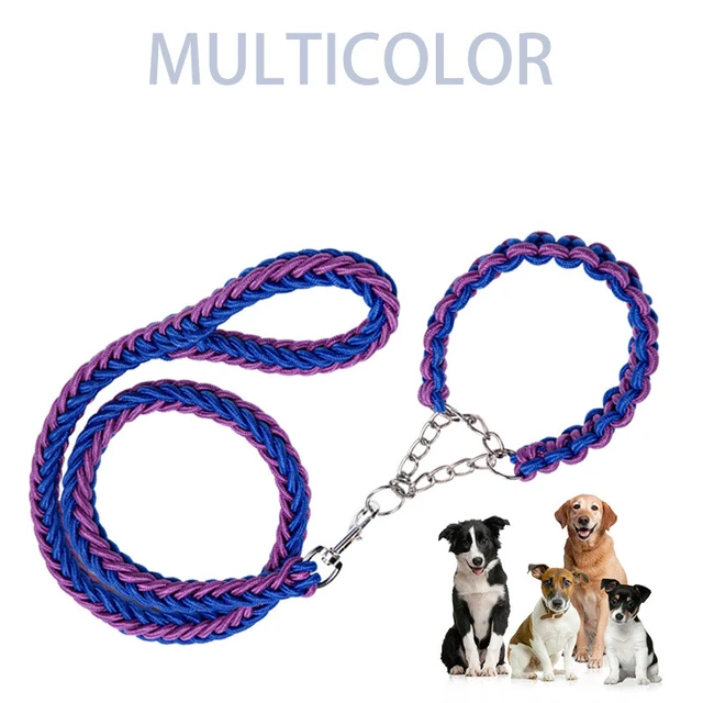 Paracord Dog Leash And Collar Set Double Strand Pet Leashes Metal