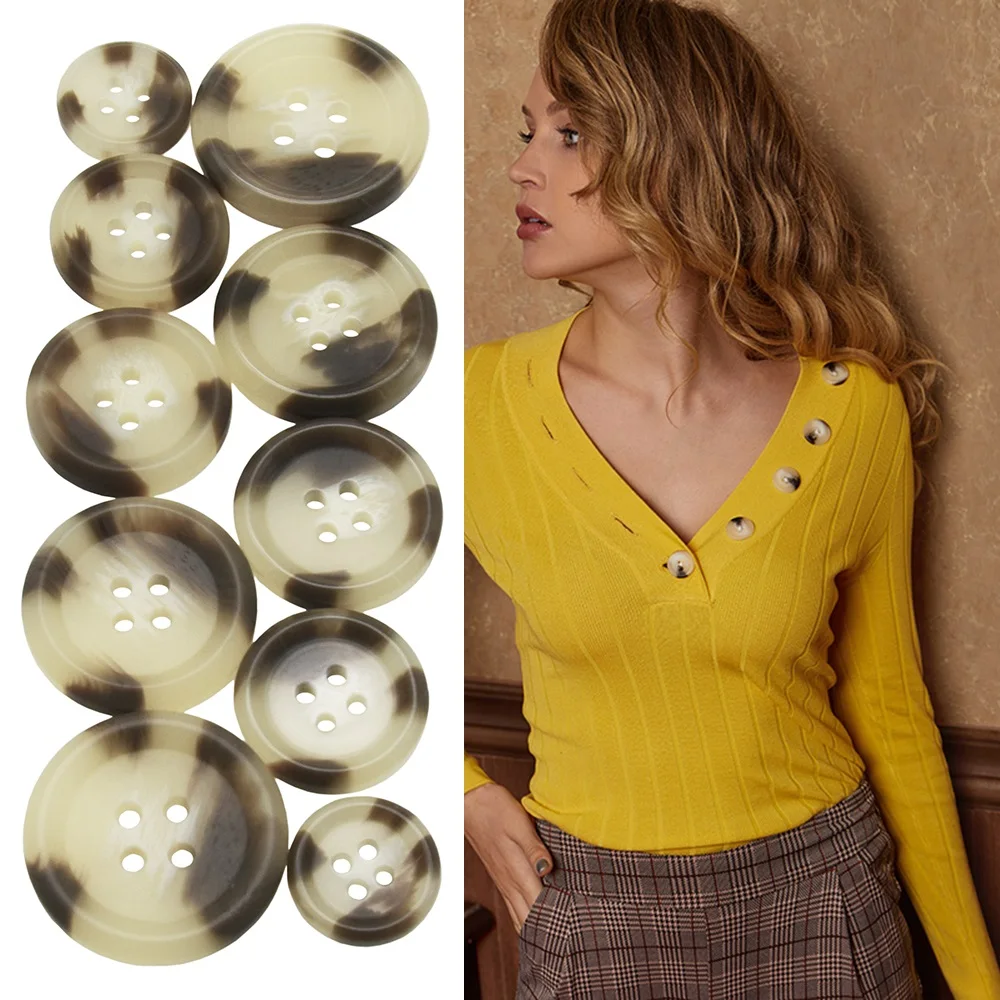 10PCS/30PCS 레진 원형 파이핑 수트 버튼 4홀 18mm-30mm 셔츠, 윈드브레이커 의류 패턴 버튼용 재봉 액세서리