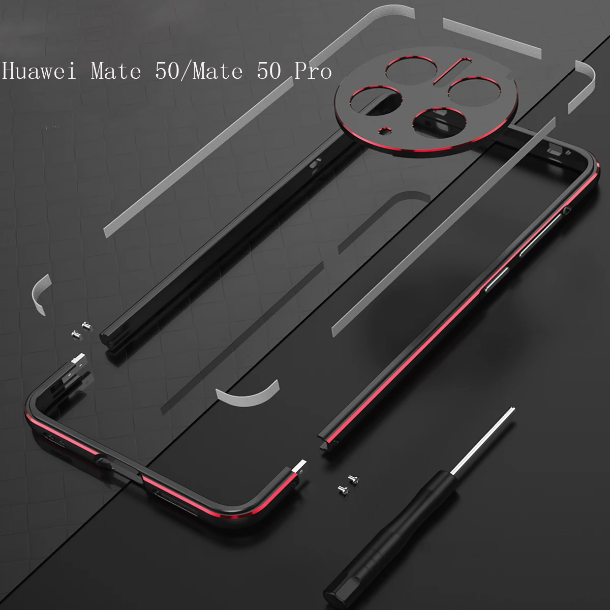 

Aurora Dual Color Border Aluminum Metal Bumper For Huawei Mate 50 Pro Mate50 Slim Mate 50 Pro Cover Case Carmera+Frame Protector