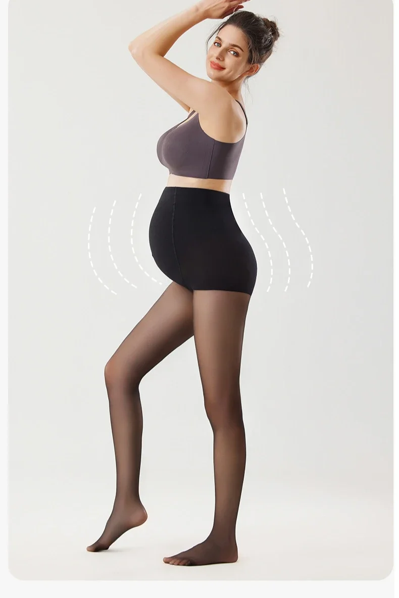 Large Size Belly Support Anti-snagging Silk Maternity Stockings Spring and Summer Thin Solid Color Pantyhose Simple Black Socks