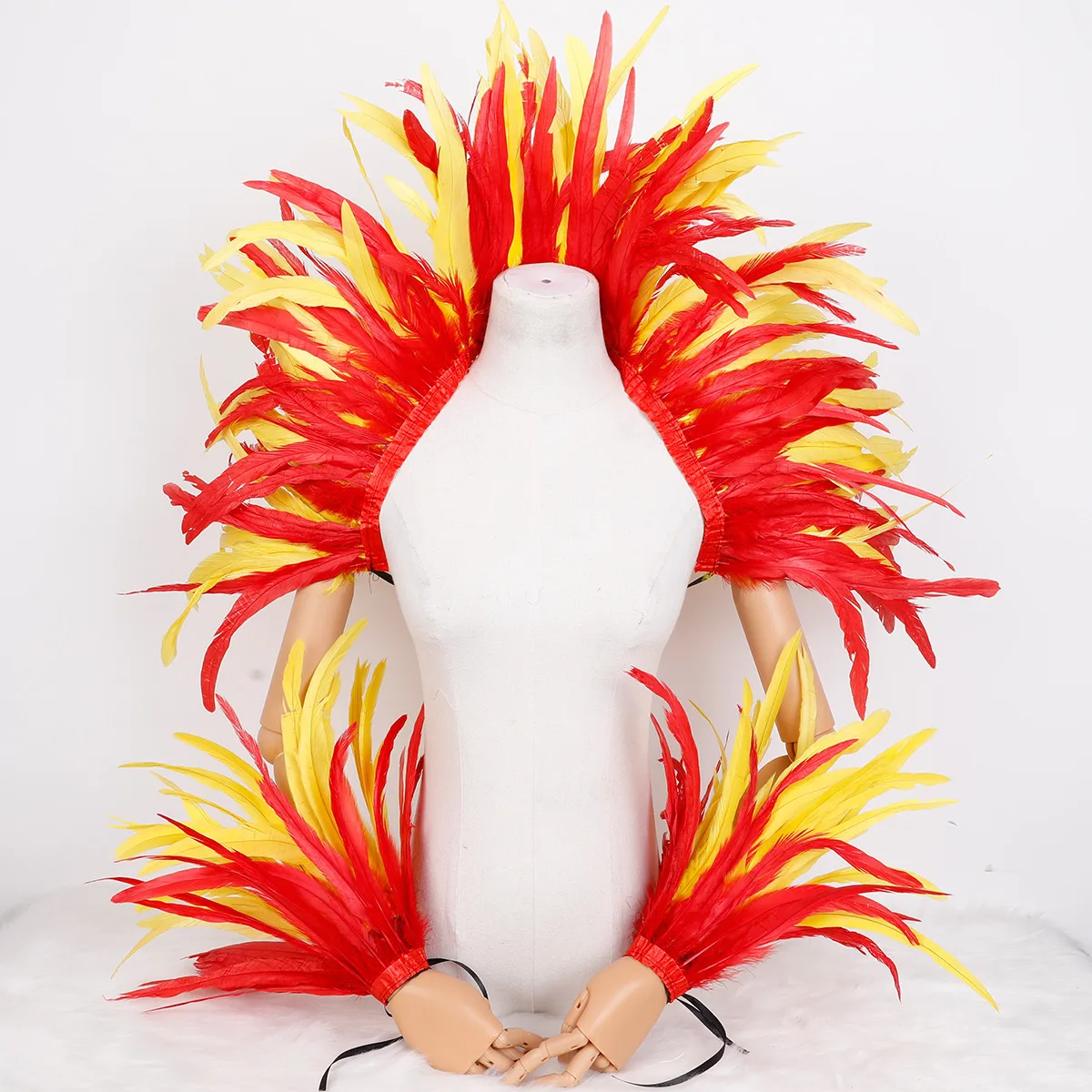 Chal De Plumas Gótico Con Máscara De Mascarada – Disfraz Halloween Para Mujer, Negro Y Elegante