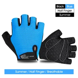Windproof Anti-Slip Outdoor Cycling and Sports Gloves with Touch Screen Capability - XXL (Half Finger Blue)