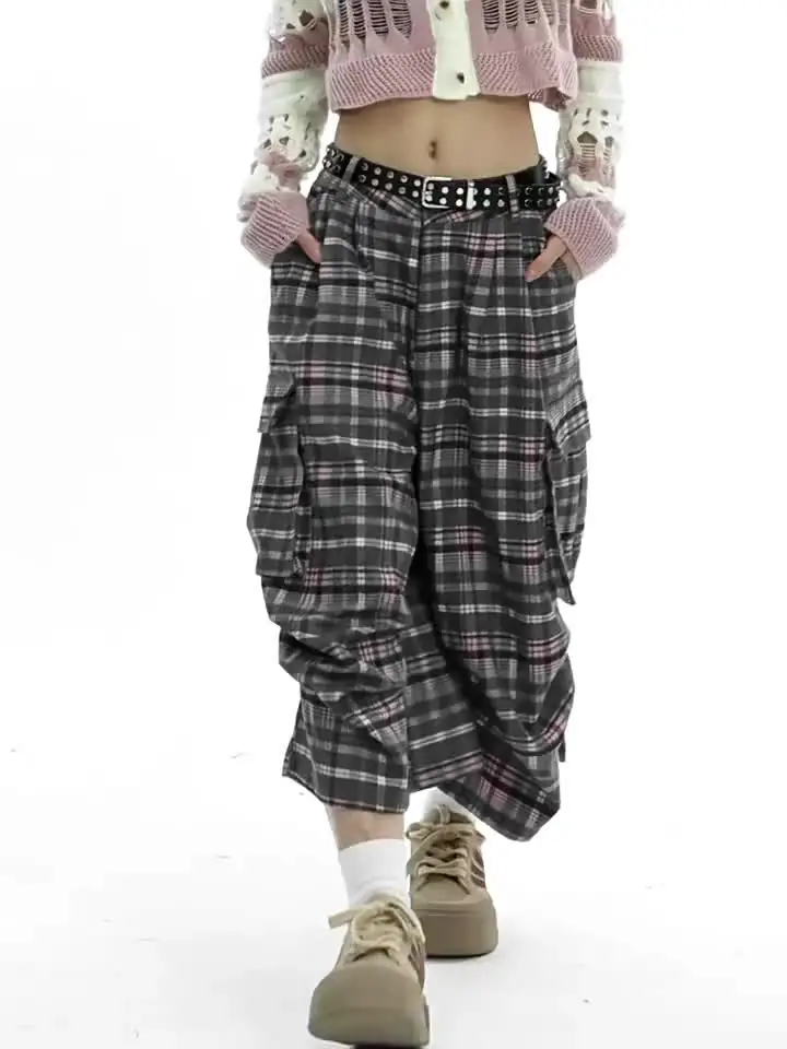 Summer Women Abi Goblin Core Plaid Jorts Harajuku Y2k Streetwear