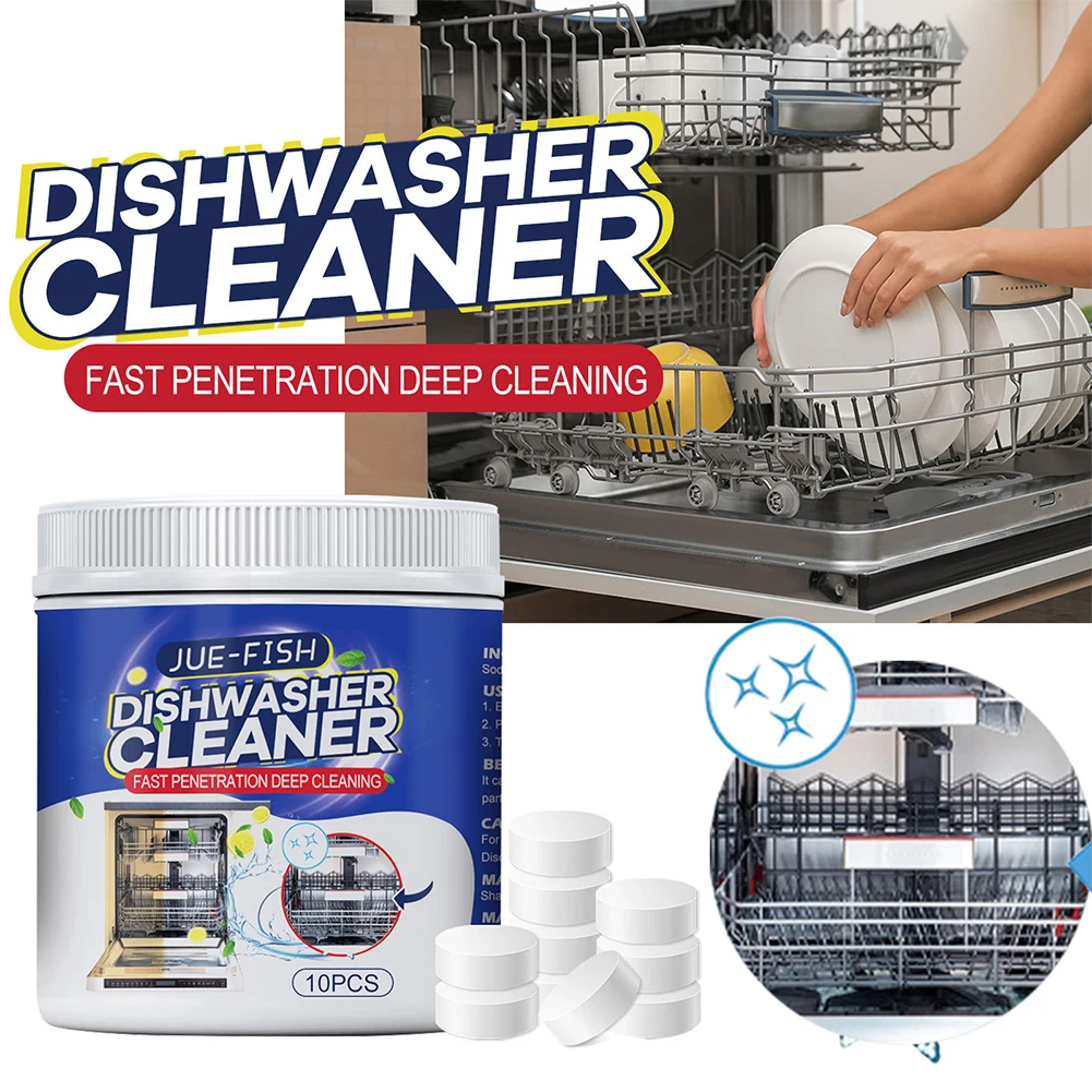 10pcs Powerful Cleaning Dishwasher Tablets Leaves Smelling Fresh Deep Clean Dishwasher Tablets Anti-Limescale Cleaner