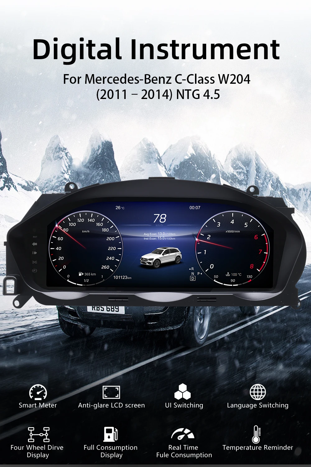 Digital Instrument Cluster for Mercedes-Benz C-Class W204 (2011–2014) NTG 4.5 Sp