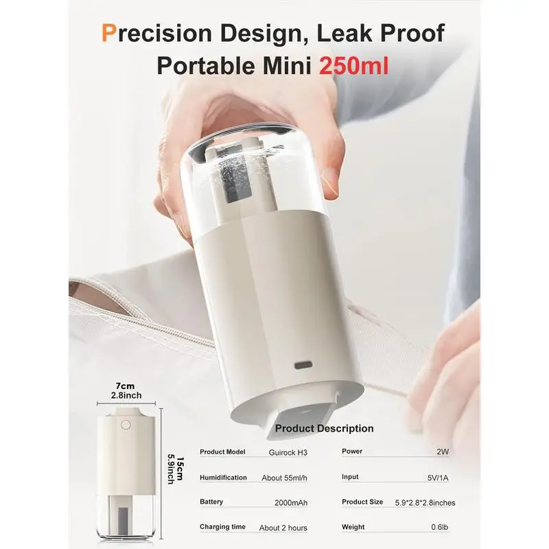 Humidifiers For Home 250ml Battery Powered Humidifier Dry Air Humidifiers Portable Travel Humidifier Small Room For