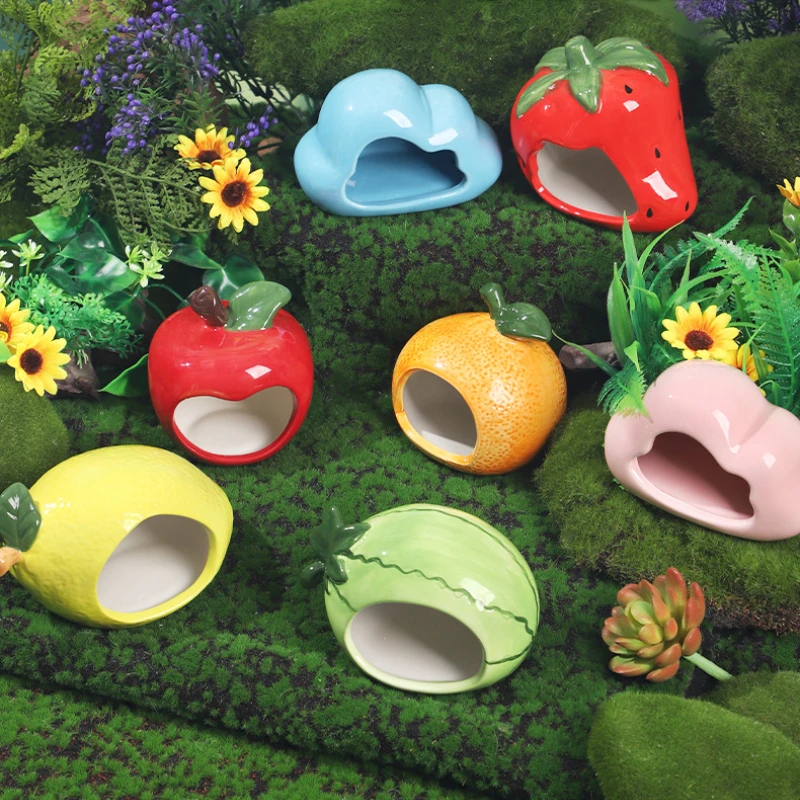 Pets Hamster House Hideout Ceramics Bed Cute Small Animal Pet Squirrel Hedgehog Chinchilla Nest Hamster Cage Accessories