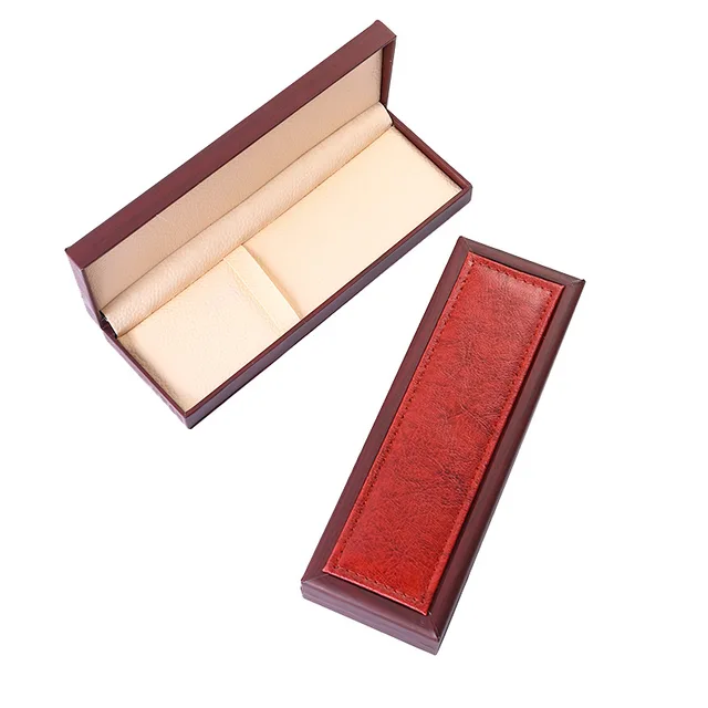 Pu Wood Grain Pen Box Flip Ajándékdoboz Üzleti Aláírás Toll Doboz Koreai Levélpapír - Image 5