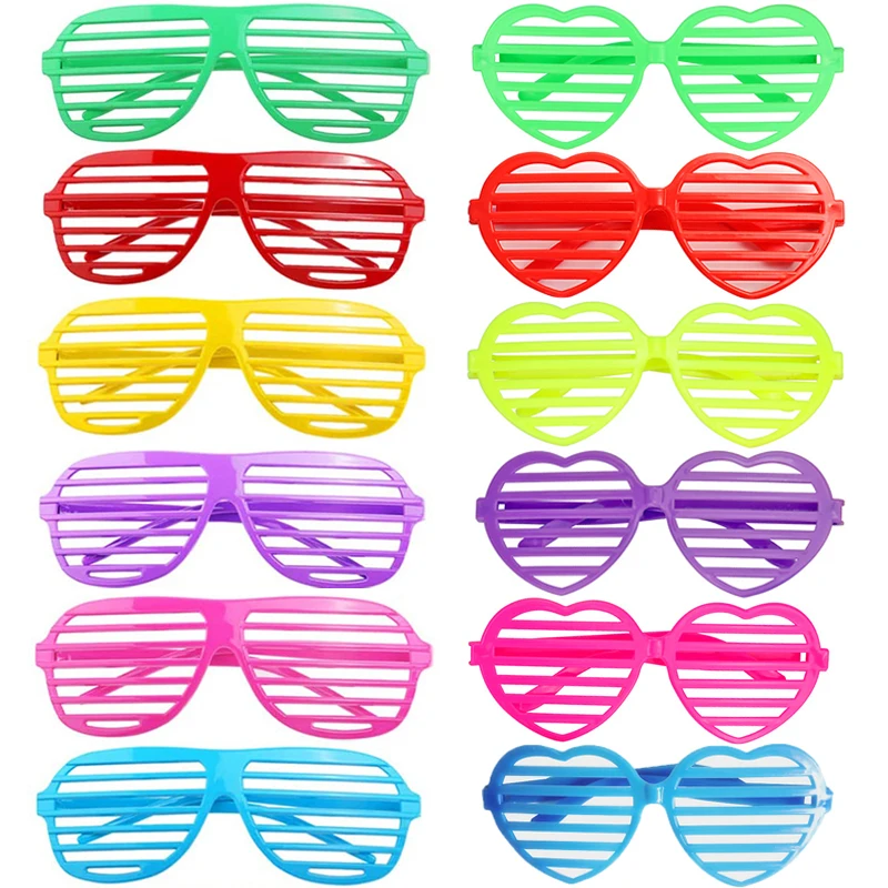 6/12 Stück Shutter-Shades-Brillen, Shutter-Sonnenbrillen in Neonfarben, Shutter-Brillen für 80er 90er Retro-Party, Disco-Geburtstagsdekoration – Detail 8