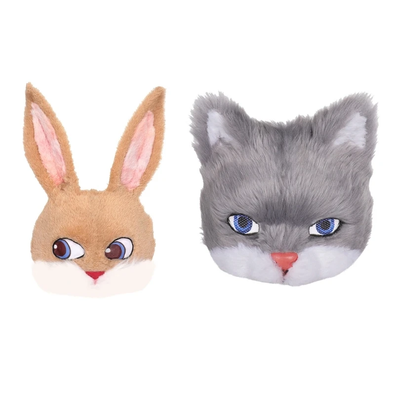 

Bunny-Mask Animal Half Face Rabbit-Mask Cute Cat-Mask for Easter Halloween Party M6CD
