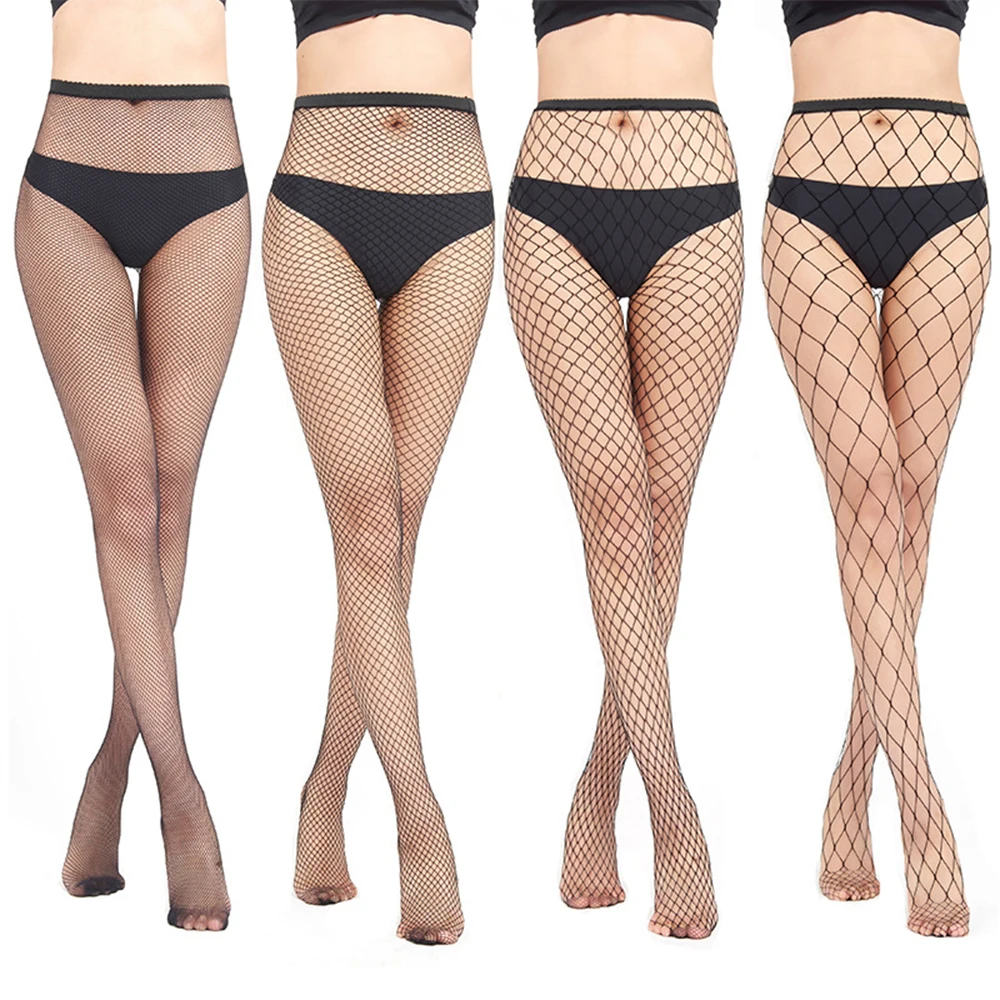 European and American women's oversized fun pantyhose jeans holes mesh bottom fishing net socks women leggings