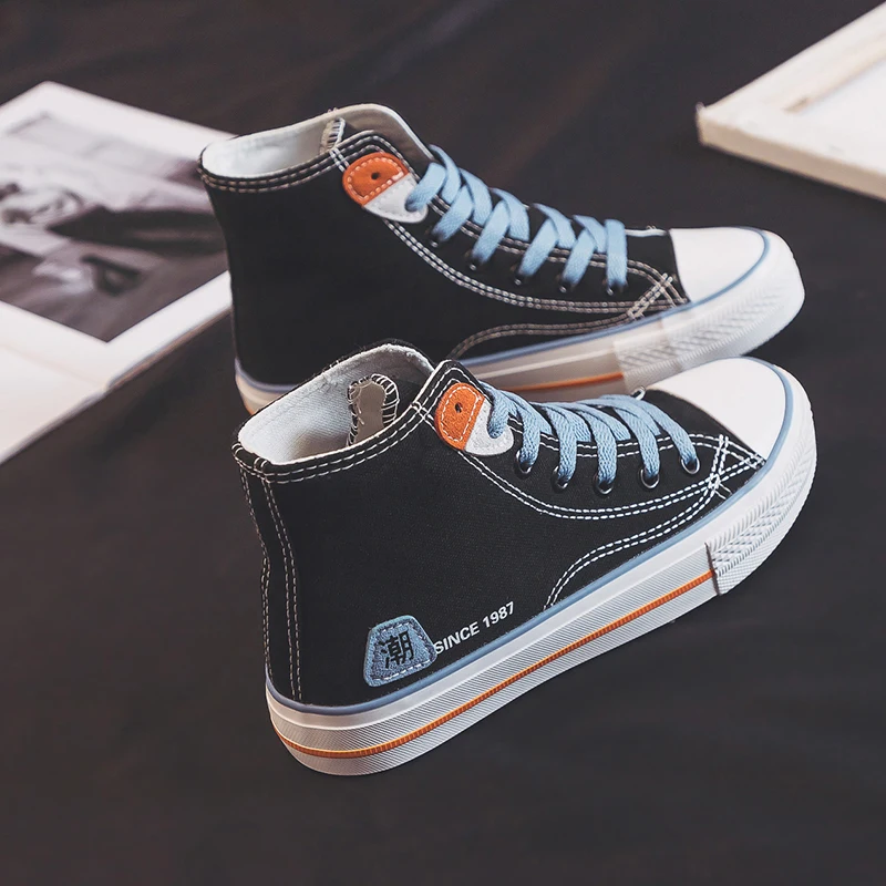 

High Top Women Shoes Fashion Comfortable Canvas Shoes 2022 New Mixed Colors Casual Sneakers Wear-Resisting Skateboarding Shoes