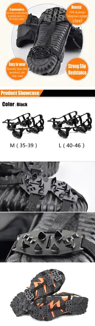 Produktbild von 19 Edelstahl Spikes Spikes Steigeisen Für Wanderschuhe - Universal Größe L, 19 Edelstahl-Spikes, Für Eis, Schnee, Trekking Spikes Schuhe 19 Stahlzacken TPE Material Bis -45°C