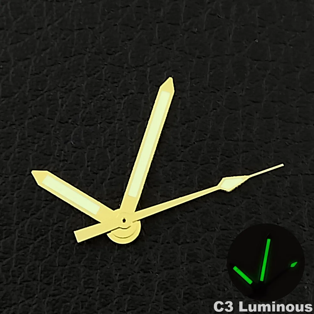 Elegant Black Silver Gold Watch Hands with C3 Green Luminous Accents - Premium Watch Accessories