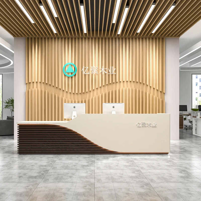 Wooden Reception Desks Supermarket Lecture Bench Shop Counter Reception Desks Office Comptoir De Caisse Boutique Bar Furniture