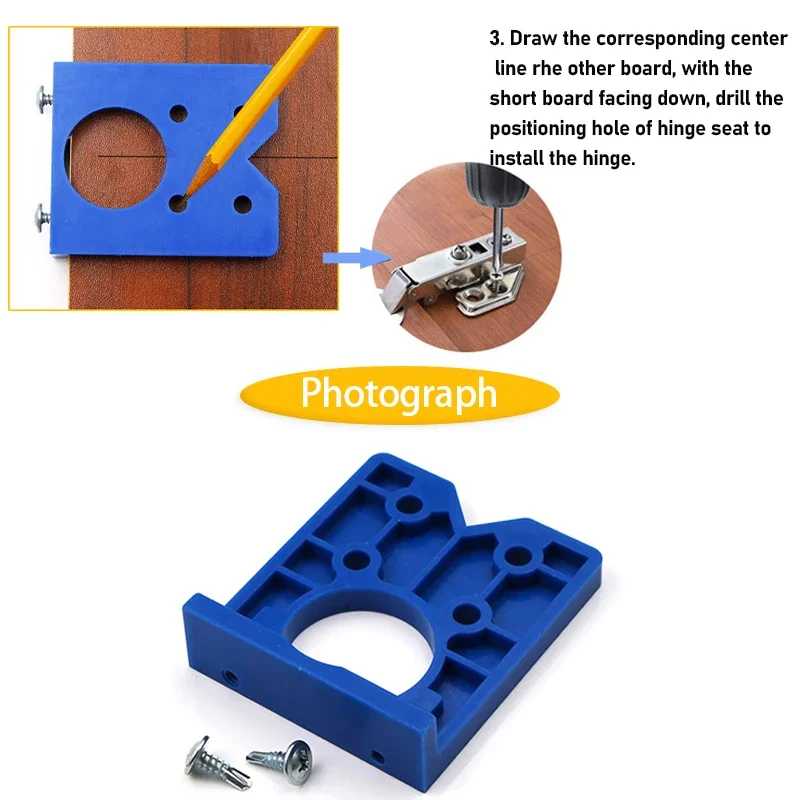Woodworking Drilling Auxiliary Installation Tool with 35mm Hinge Hole Positioning Door Panel Hinge Positioning Drill Template
