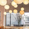 Nordic Wabi Sabi Wind Round Rice Paper Led Pendant Lights Living Dining Room Bedroom Loft Restaurant Bar Home Decor Chandelier 6