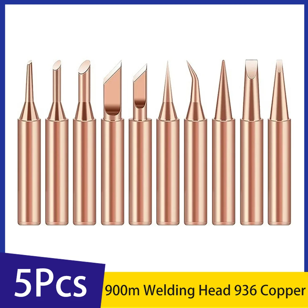 

5Pcs 900m Welding Head Set Lead-free 936 Pure Copper Welding Head Internal Heating Welding Nozzle Soldering Iron Nozzle.
