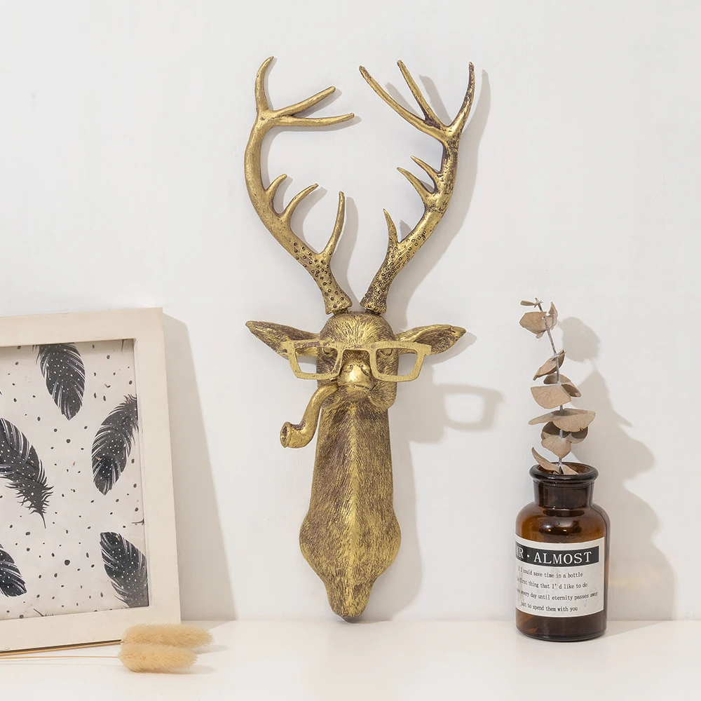 Bronzed Resin Deer Head Wall Sculpture - Stylish Home Decor Accent
