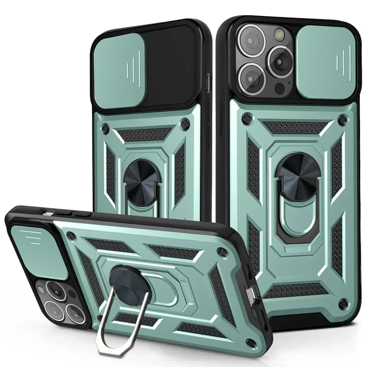 Shockproof Armor Slide Camera Lens Protection Case with Hard Shell