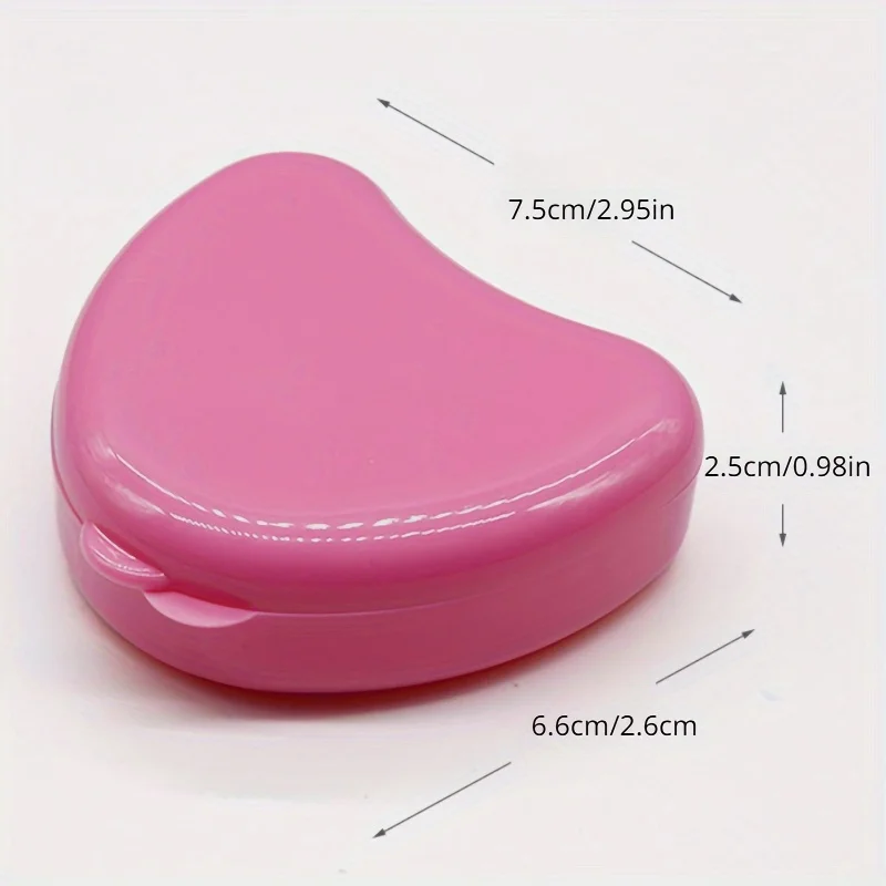 1pc Color Plastic Denture Box Heart-shaped Tooth Retainer Storage Box, Heart-shaped Tooth Storage Box, Multifunctional Appliance
