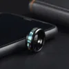 Bagues en titane et acier pour hommes, couleur violette, incrustation de coquille d'ormeau colorée, anneaux en acier inoxydable pour hommes, bijoux de mariage